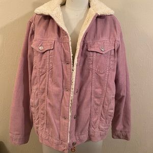 Topshop pink corduroy fleece jacket